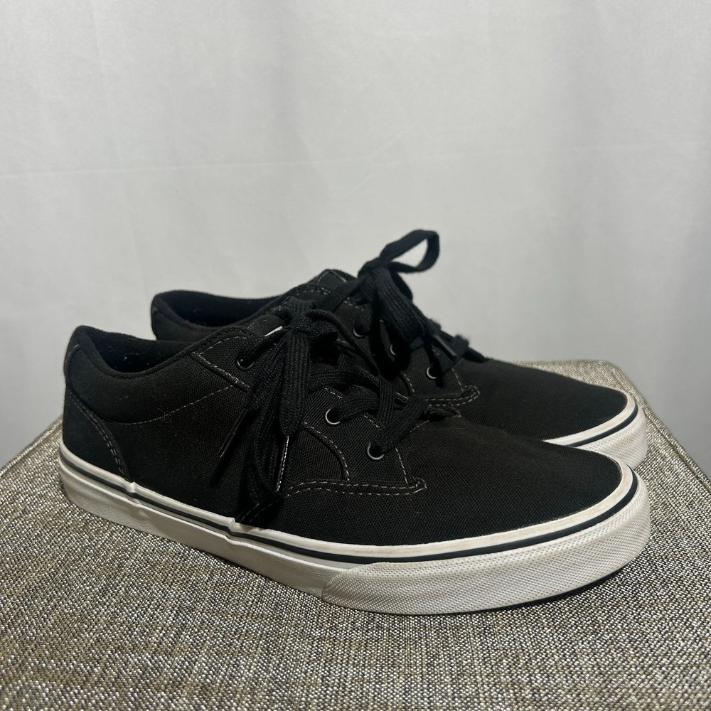 Vans Youth Size 6 Athletic Low Top‎ Textile Canvas Skate Shoes Black TB4R